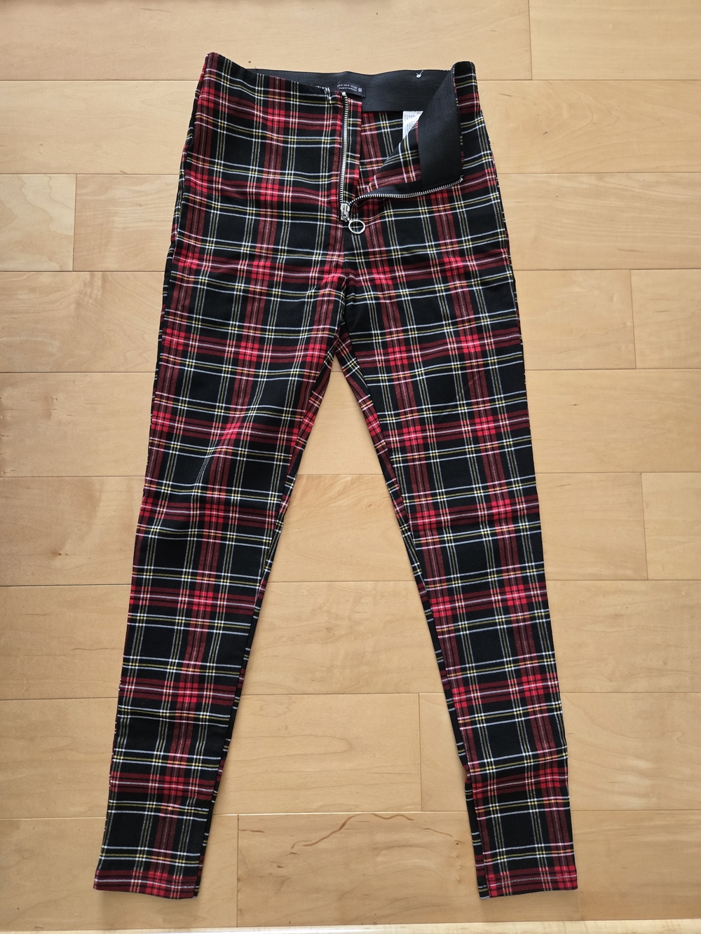 Zara Red, Black & Yellow Plaid Skinny Pants